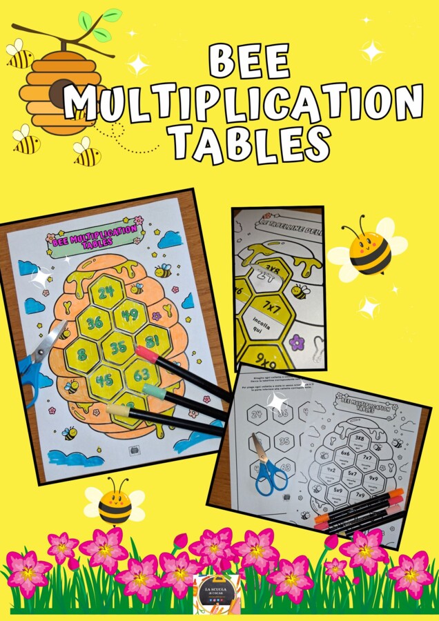 🐝Bee Multiplication Tables – Association and Cutting Activity🐝