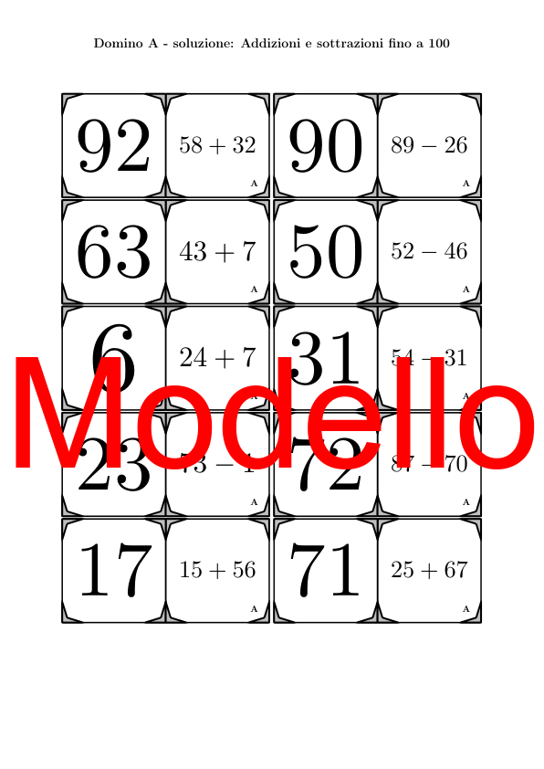 Domino | Addizioni e sottrazioni fino a 100 | Attività Matematica