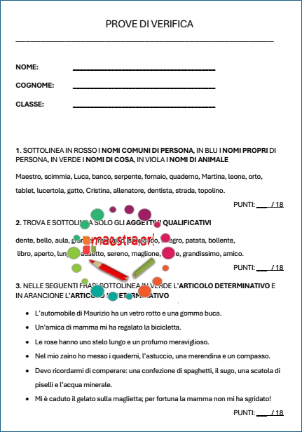 Prove di verifica - Morfologia