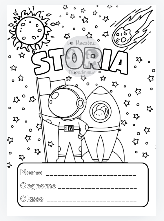 Copertina a tema spaziale quaderno di storia