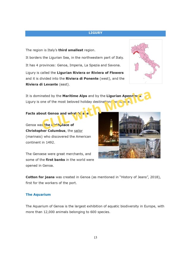 CLIL Geo classe 5^: Italy and its Regions