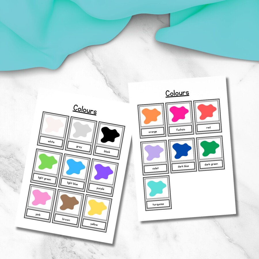 Flashcards dei colori in inglese - Colours flashcards