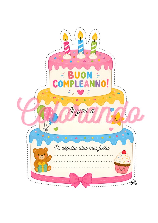 Biglietti d'Invito compleanno Compilabili e Locandine d'Auguri da Appendere anche a scuola