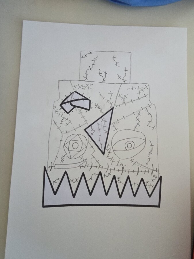 HALLOWEEN PICASSO DISEGNO FRANKENSTEIN STREGA