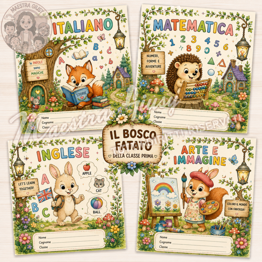 Copertine Quaderni Classe Prima – Bosco Fatato | Da Colorare