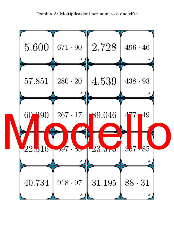 Domino - Moltiplicazioni per numero a due cifre | Attività Matematica