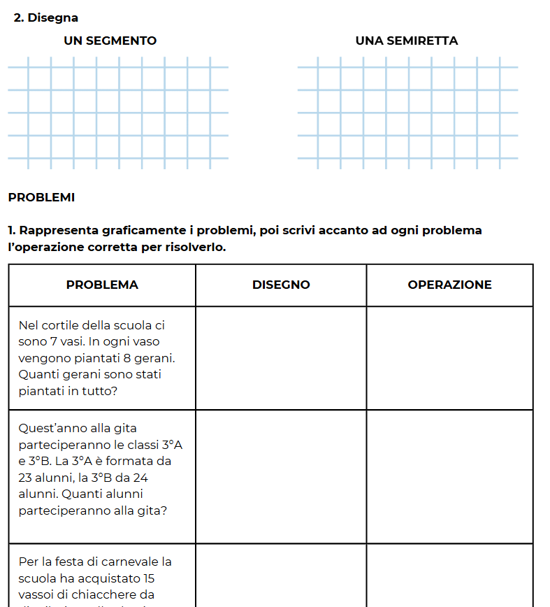 Verifica fine primo quadrimestre matematica classe terza