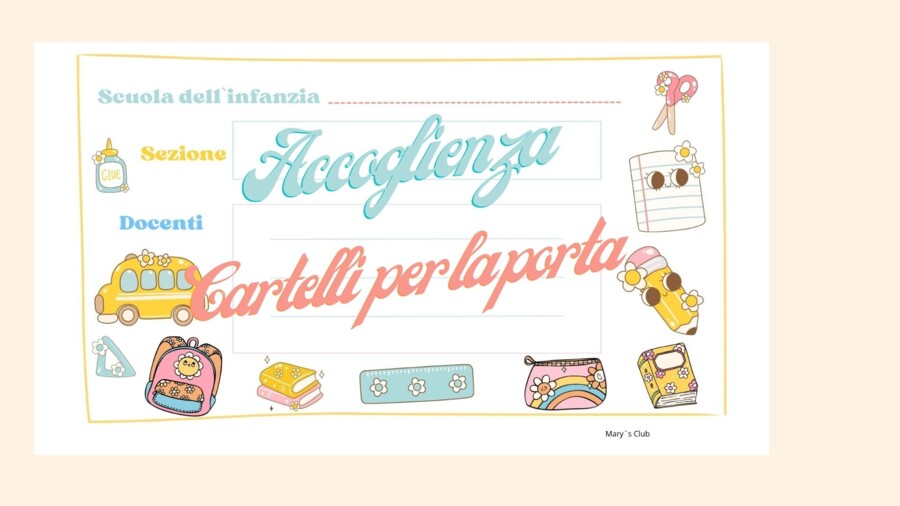 Accoglienza.Cartelli per la porta