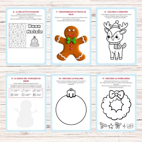 Calendario dell'avvento da stampare con giochi e attività