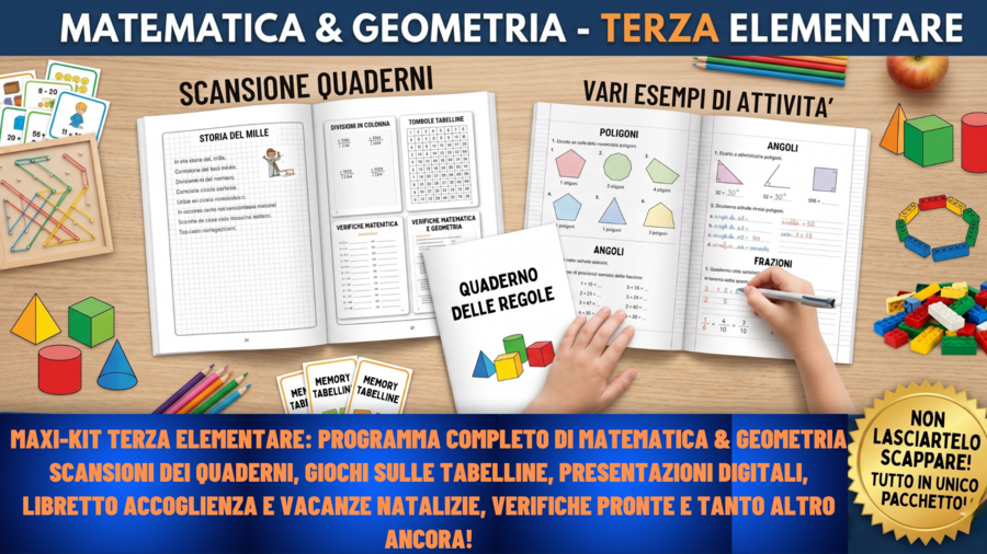 PROGRAMMA COMPLETO di matematica e geometria per la TERZA elementare