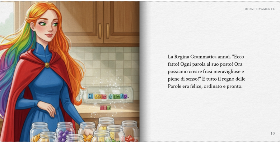 Storybook "La cucina morfologica di regina Grammatica"