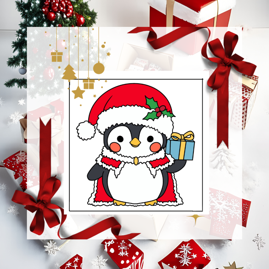 Biglietto di natale a dorma di pinguino