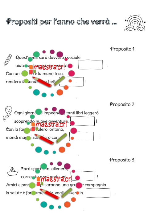 Filastrocche per imparare - Propositi per il nuovo anno