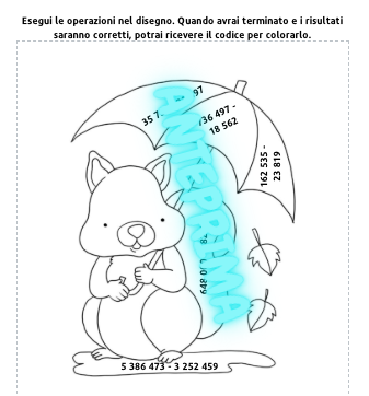 Sottrazioni con grandi numeri in colonna con disegni da colorare in base al risultato