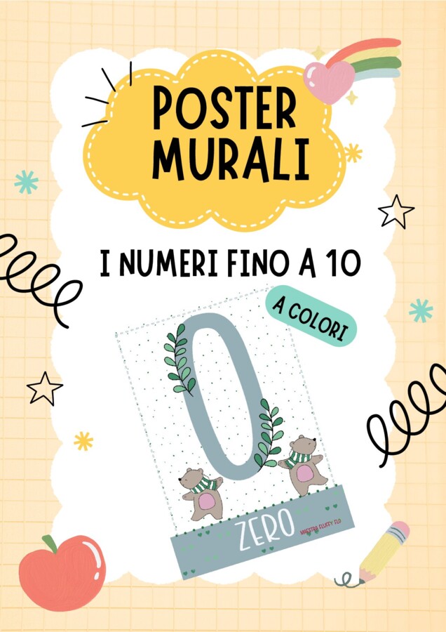 Poster murali dei numeri da zero a dieci