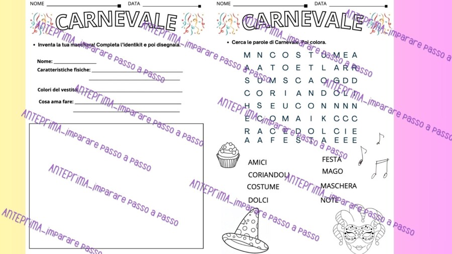 Carnevale in allegria: attività a tema per prima e seconda