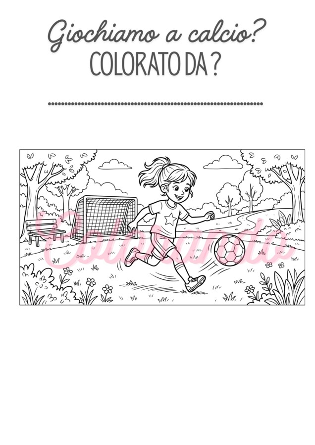 RAGAZZA CHE GIOCA A CALCIO DISEGNO DA COLORARE
