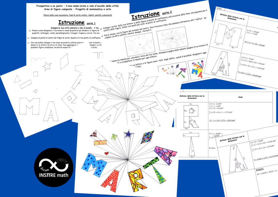 Area di figure composte - Progetto di matematica e arte. Prospettiva a un punto - il mio nome.