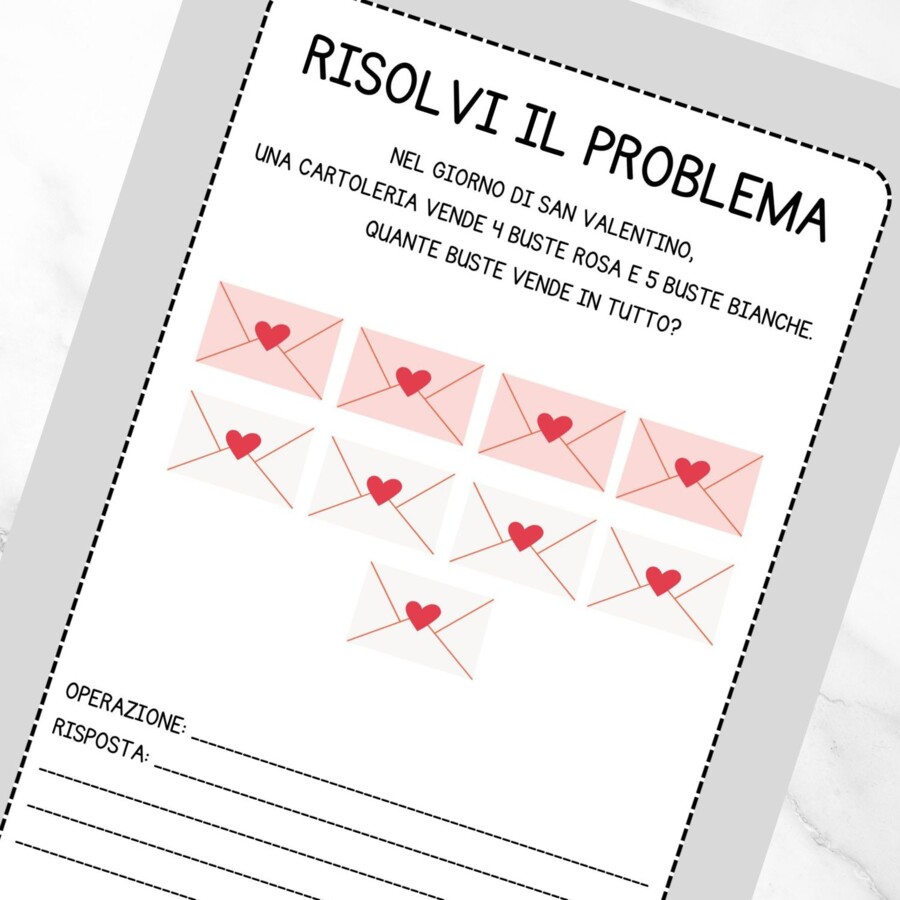 Problemi di matematica di San Valentino per la classe prima
