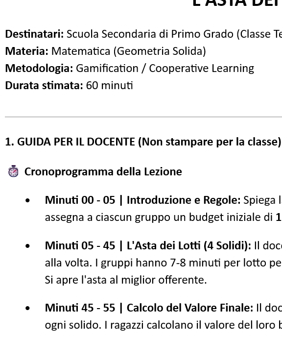 KIT DIDATTICO PRONTO ALL'USO: "L'Asta dei Volumi"
