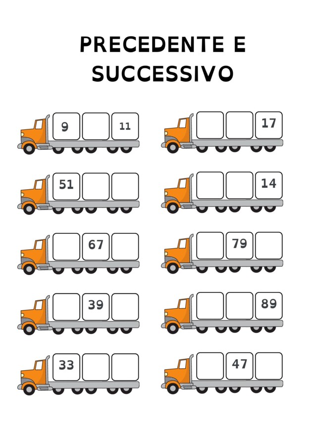 SCHEDE DIDATTICHE SU NUMERO PRECEDENTE E SUCCESSIVO - ENTRO IL 100
