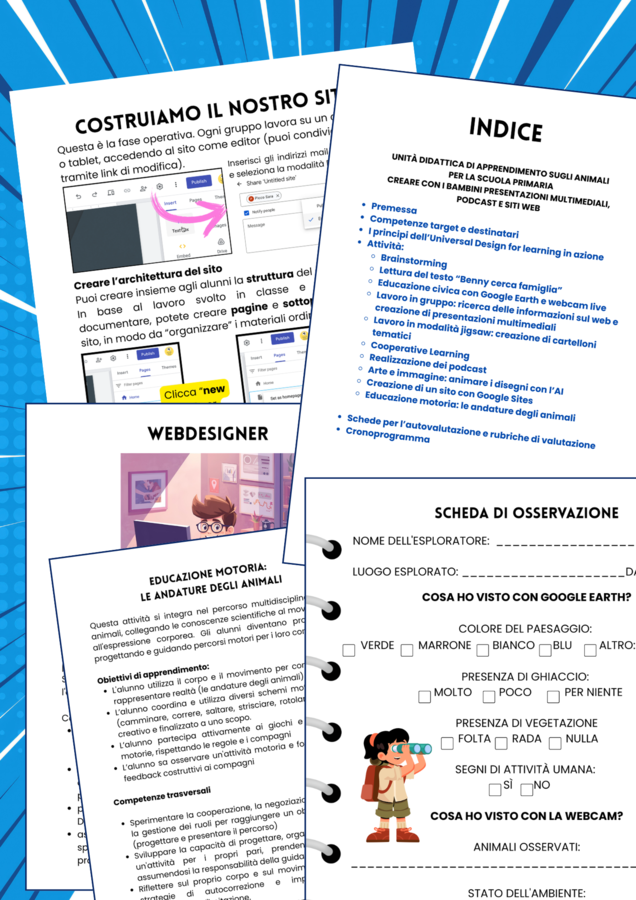 Uda completa e interdisciplinare sugli animali: creiamo podcast, presentazioni multimediali e siti web + attività di ed. civica e motoria (pack completo)
