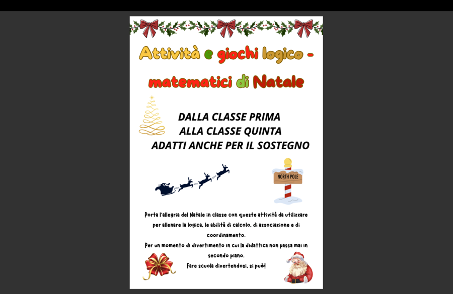 Attività e giochi logico-matematici di NATALE - dalla prima alla quinta elementare