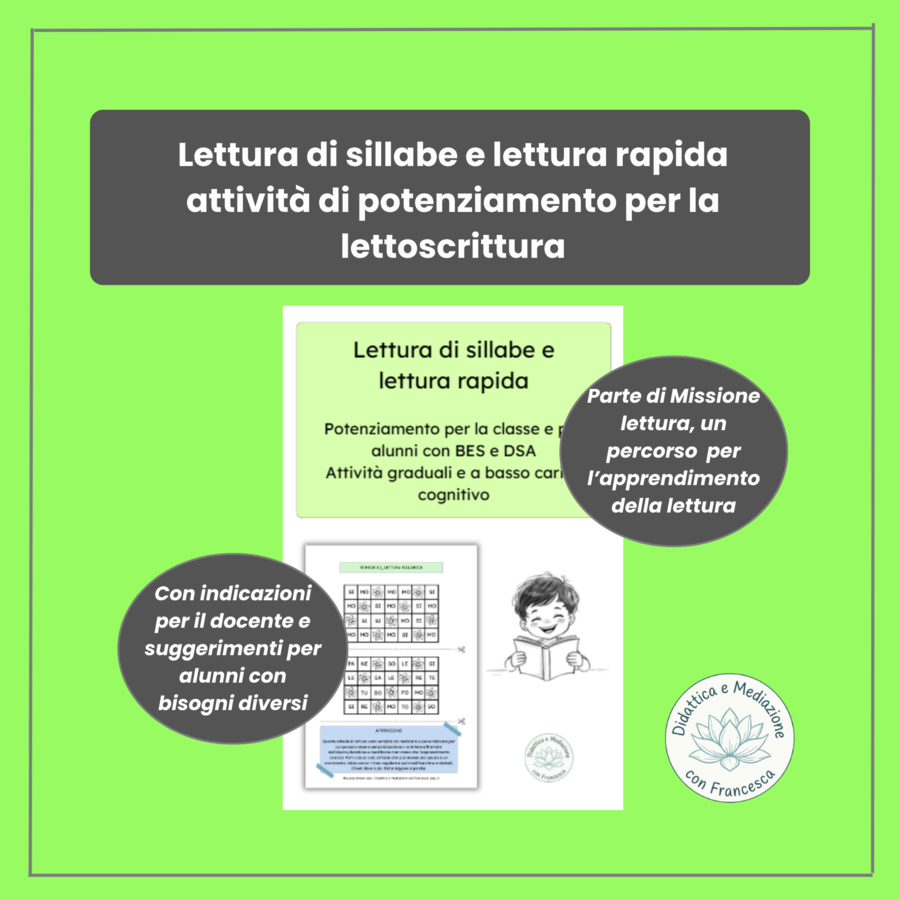 Potenziamento Lettura: Schede Sillabiche e Lettura Rapida per la Fluidezza | BES/DSA (Modulo B)