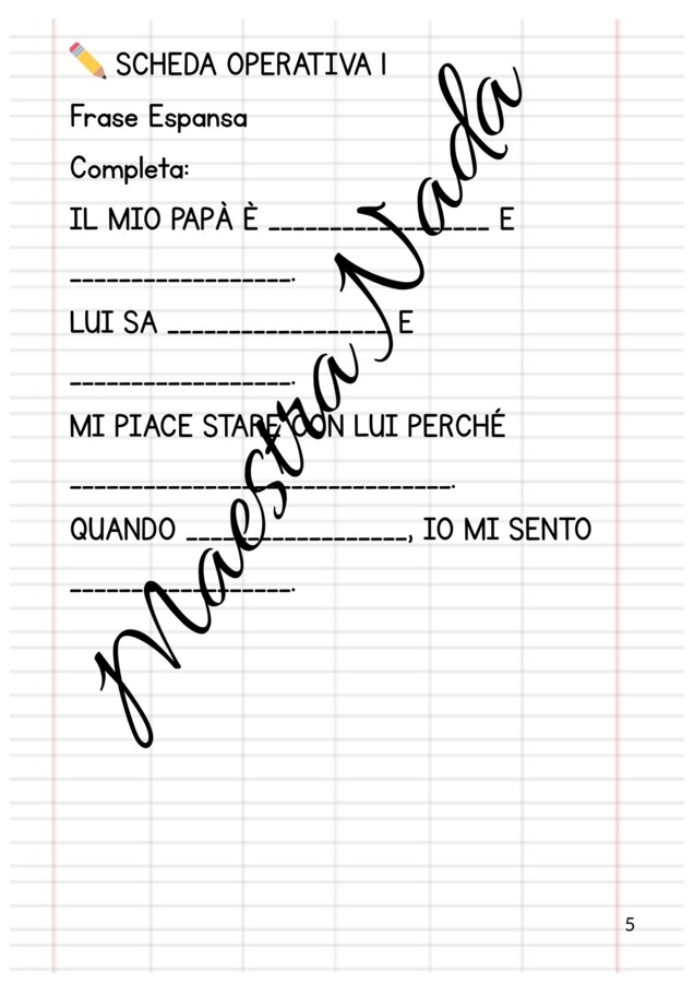 Festa del papà. Attività di italiano classe seconda scuola primaria