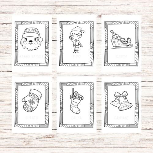 Disegni di Natale con parola da ripassare
