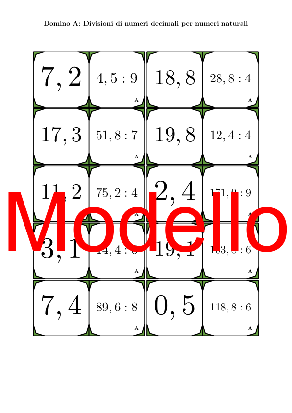 Domino - Divisioni di numeri decimali per numeri naturali | Attività Matematica