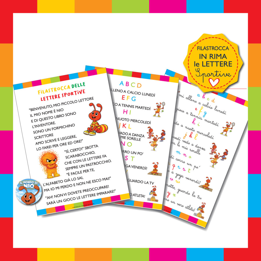 Super Kit Alfabeto Completo PDF Stampabile A4 Verticale – Poster Murali, Pregrafismo, Filastrocche e Giochi con Animali al Lavoro, Nio e Scarabocchio | Scuola Infanzia e Primaria 81 paine totali