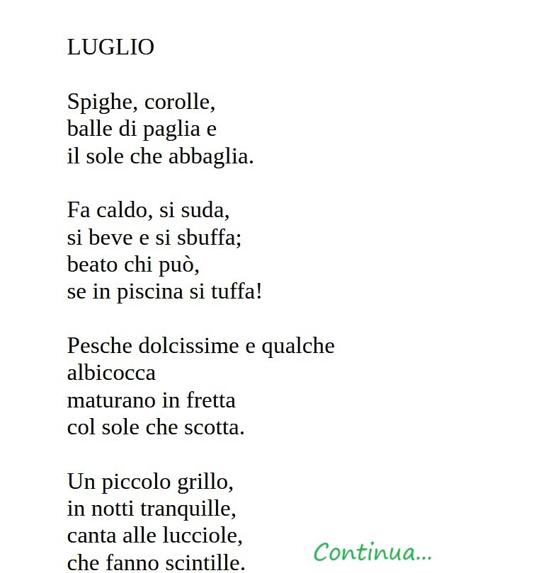 ASSOLATO LUGLIO - Poesia + IMMAGINE DA COLORARE