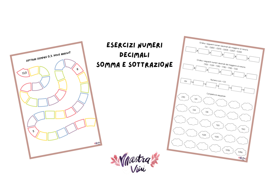 ESERCIZI CON NUMERI DECIMALI - somma e sottrazione