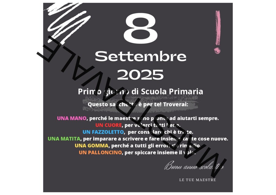 Sacchetto del Primo Giorno di Scuola Primaria