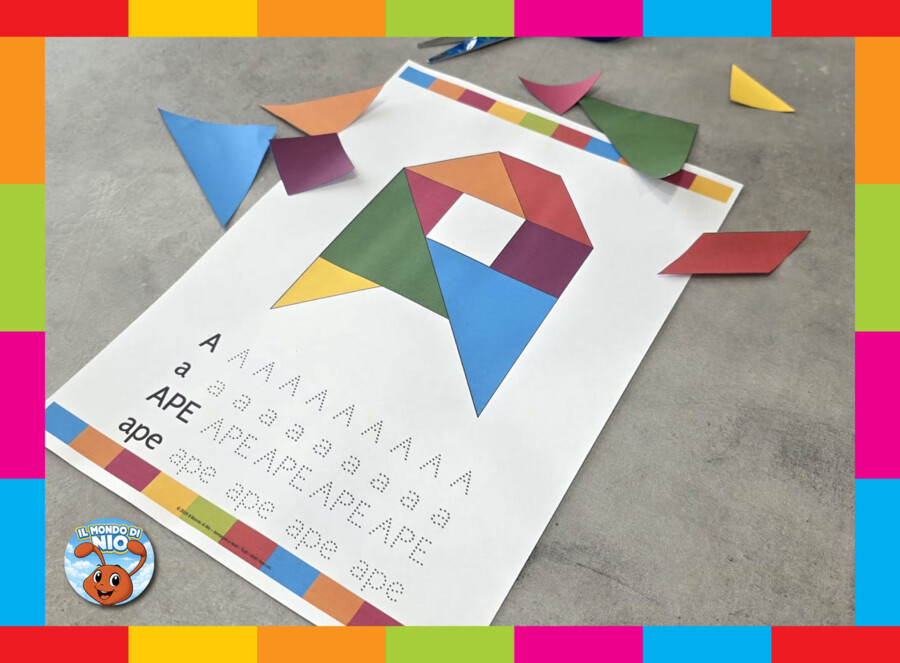 ​Laboratorio per imparare a leggere con Nio: Favola illustrata - Kit Prime Letture in Stampatello Maiuscolo con Tangram dell'Alfabeto e filastrocca delle sillabe - 5-7 anni
