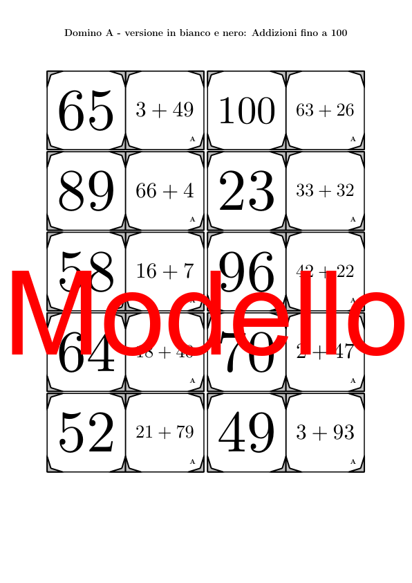 Domino | Addizioni fino a 100 | Attività Matematica