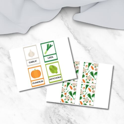 Vegetables flashcards in inglese