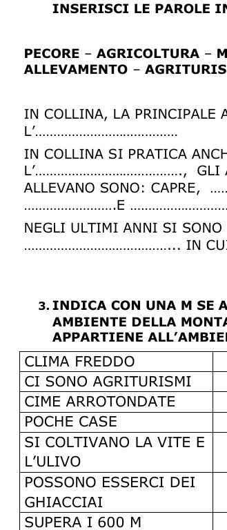 Collina: VERIFICA sulla collina adatta ad alunni con PDP e PEI