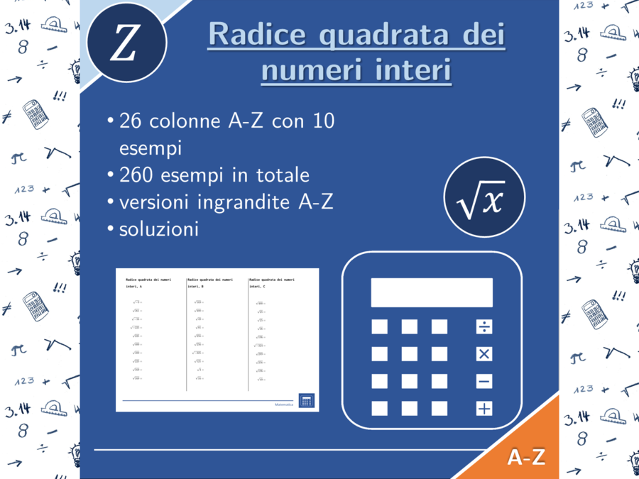 Radice quadrata dei numeri interi | matematica | 26 colonne