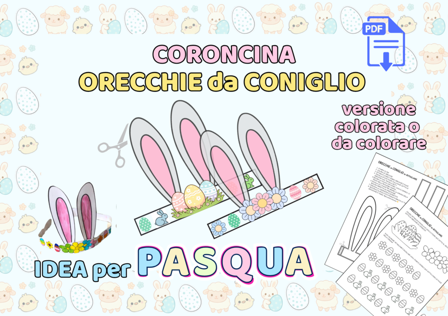 Orecchie da Coniglio di Pasqua da Stampare – Attività Creativa per Bambini (PDF)