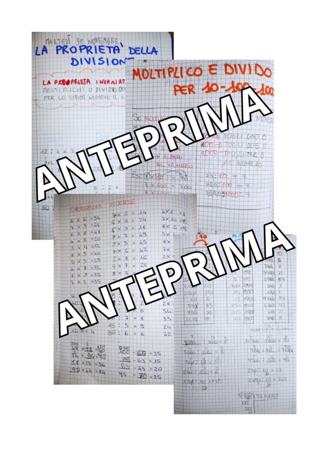 QUADERNO OPERATIVO DI MATEMATICA Classe 3° - LE DIVISIONI: teoria, esercizi svolti  + kit 10 schede in b/n da compilare.