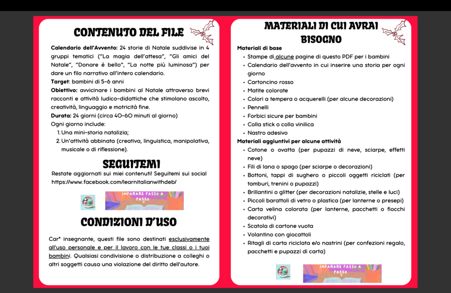 Calendario dell'avvento delle storie con attività