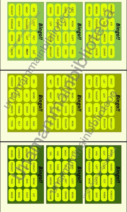 verbi irregolari Inglese ( BINGO!)