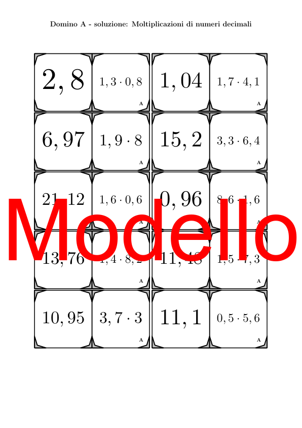 Domino - Moltiplicazioni di numeri decimali | Attività Matematica