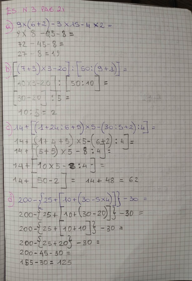 Quaderno di Matematica Classe V - NOVEMBRE - Le Espressioni aritmetiche -