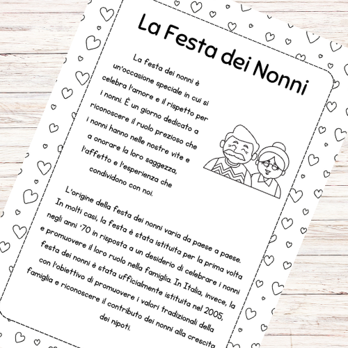Schede per la festa dei nonni