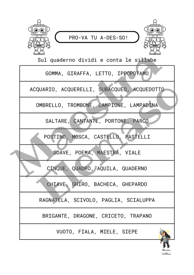 Paco e la divisione in sillabe - regole ed esercizi