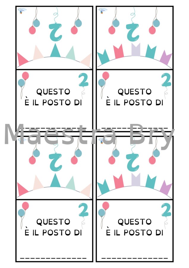 SEGNAPOSTI PER CLASSE SECONDA