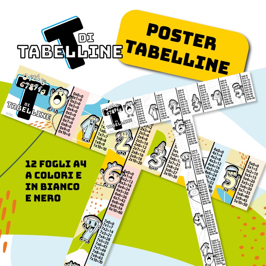 Kit "TdiTABELLINE" PaperSQUISHY e Poster (e numeri) in CT con MAESTRAINBLUEJEANS
